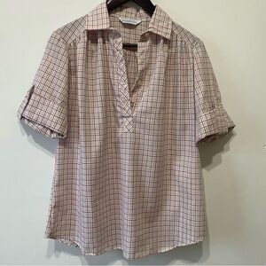 Vintage Plaid Short-Sleeved Blouse